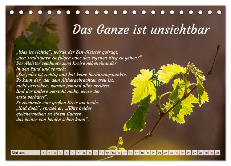Produktbild: Und der Zen-Meister sprach (Tischkalender 2026 DIN A5 quer), CALVENDO Monatskalender