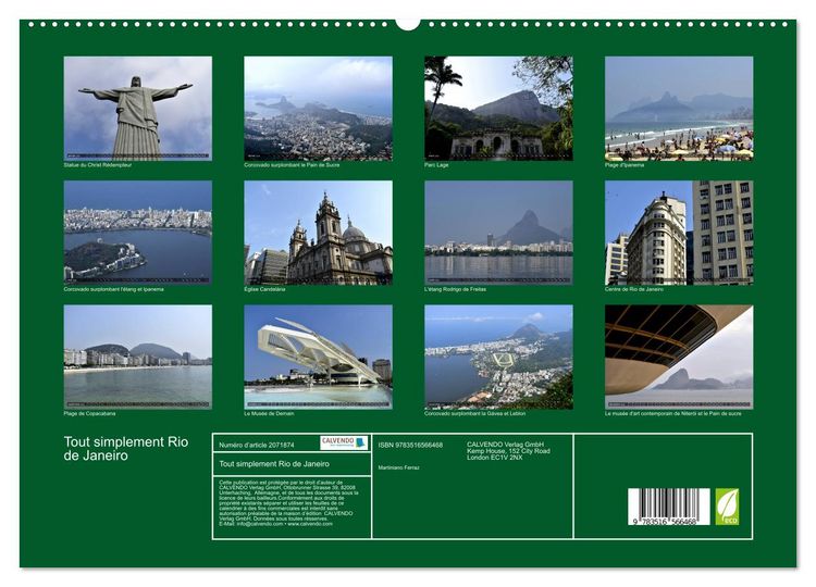 Produktbild: Tout simplement Rio de Janeiro (Calendrier mural 2026 DIN A2 vertical) calendrier de bureau