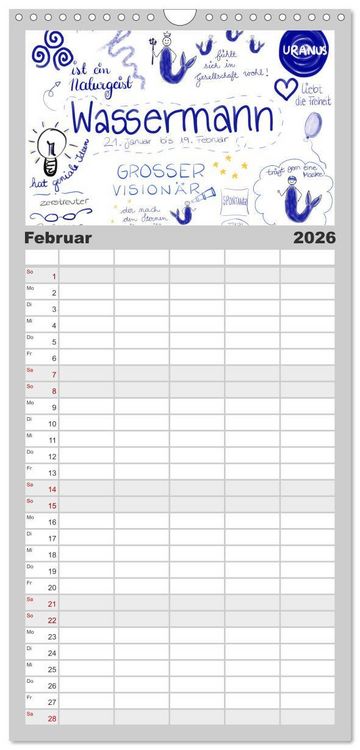 Produktbild: Familienplaner 2026 - Sternzeichen-Kalender mit 5 Spalten (Wandkalender, 21 x 45 cm) CALVENDO
