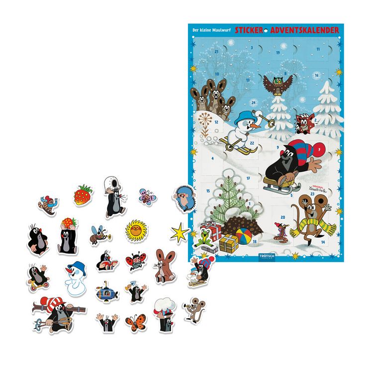 Produktbild: TR&Ouml;TSCH - Sticker-Adventskalender "Der kleine Maulwurf " | Weihnachtskalender mit 24 niedlichen Soft-Stickernckern Sticker Adventskalender | Ab 3 Jahren