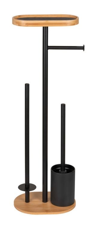 Produktbild: Stand WC-Garnitur Mod. Pomarolo, bambus, stahl, natur/schwarz, 25x70,5x17 cm, mit gro&szlig;er