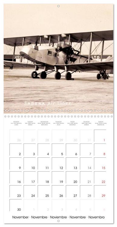 Produktbild: Avions biplans sur cartes postales anciennes (Calendrier mural carr&eacute; 2026 30x30 cm) Calendrier double avec une page pour vos prises de notes
