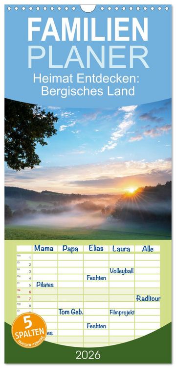Produktbild: Familienplaner 2026 - Heimat Entdecken: Bergisches Land mit 5 Spalten (Wandkalender, 21 x 45 cm) CALVENDO
