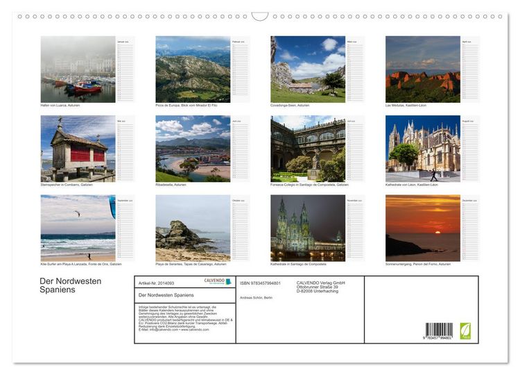 Produktbild: Der Nordwesten Spaniens (Wandkalender 2026 DIN A2 quer), CALVENDO Monatskalender