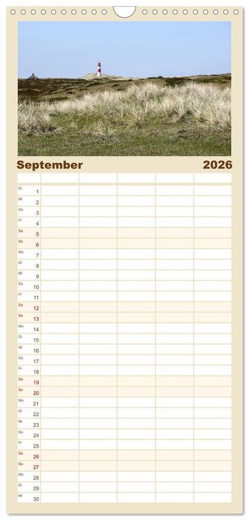 Produktbild: Familienplaner 2026 - Vielf&auml;ltiges Sylt - Mehr als Strand mit 5 Spalten (Wandkalender, 21 x 45 cm) CALVENDO