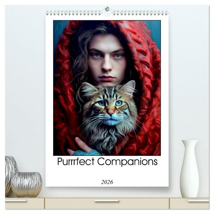 Produktbild: Purrrfect Companions (High Quality Premium Wall Calendar 2026 DIN A2 portrait),CALVENDO 12 Month Wall Calendar