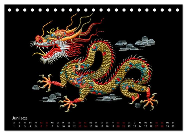 Produktbild: Japanische Stickerei - Hommage an die &Auml;sthetik des Landes (Tischkalender 2026 DIN A5 quer), CALVENDO Monatskalender