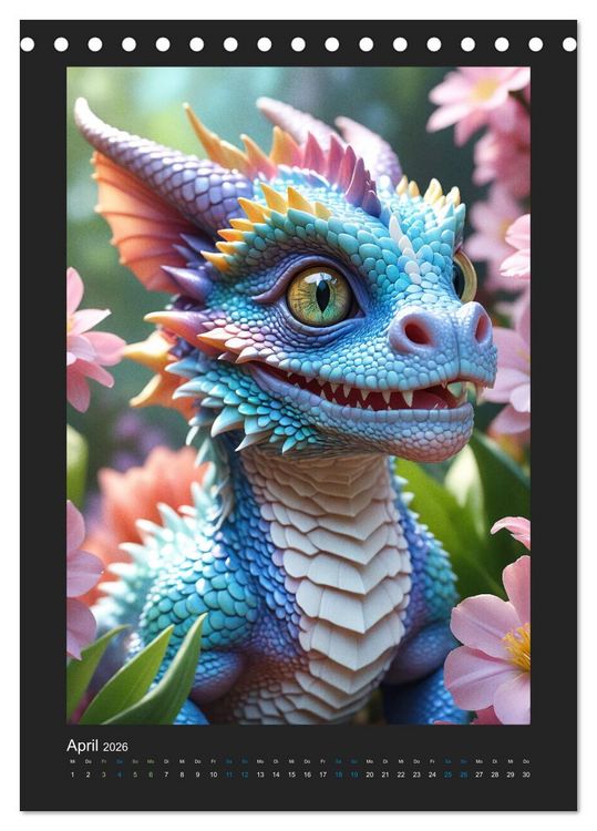 Produktbild: Verzauberte Drachen: Ein Jahr voll kleiner Wunder! (Tischkalender 2026 DIN A5 hoch), CALVENDO Monatskalender