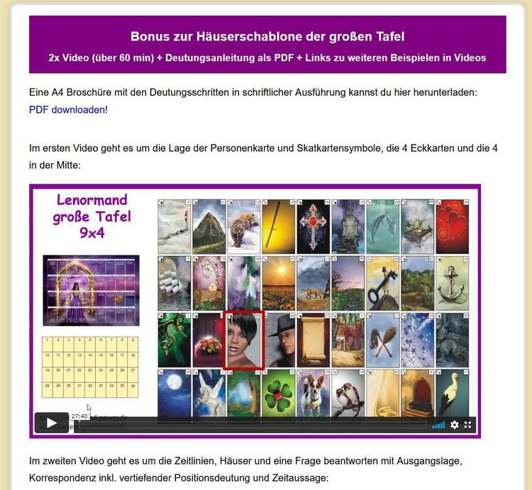 Produktbild: Lenormand gro&szlig;e Tafel 9x4 Legeschablone