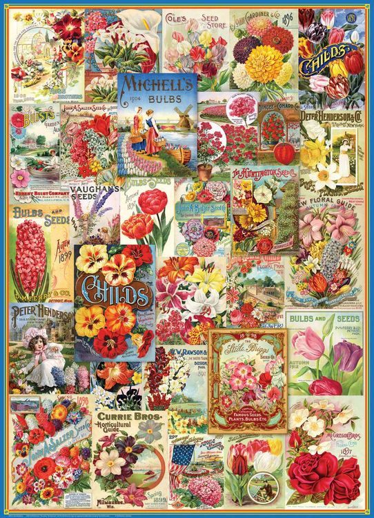 Produktbild: Puzzle 1000 Teile - Flower Seed Catalog Covers