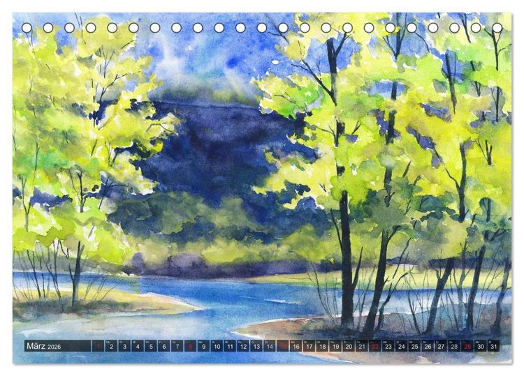 Produktbild: Landschaft in Aquarell (Tischkalender 2026 DIN A5 quer), CALVENDO Monatskalender