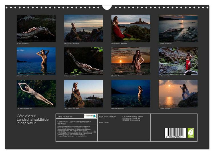 Produktbild: C&ocirc;te d'Azur - Landschaftsaktbilder in der Natur (Wandkalender 2026 DIN A3 quer), CALVENDO Monatskalender