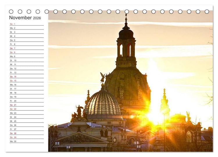 Produktbild: Dresden - Die Frauenkirche (Tischkalender 2026 DIN A5 quer), CALVENDO Monatskalender
