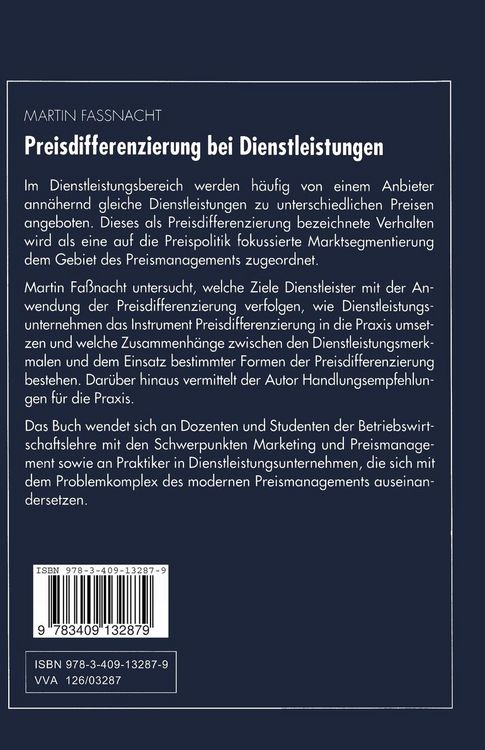 Produktbild: Preisdifferenzierung bei Dienstleistungen