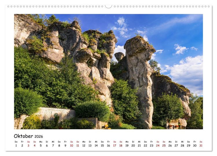Produktbild: Fr&auml;nkische Schweiz - Sehensw&uuml;rdigkeiten der Berg- und H&uuml;gellandschaft (Wandkalender 2026 DIN A2 quer), CALVENDO Monatskalender