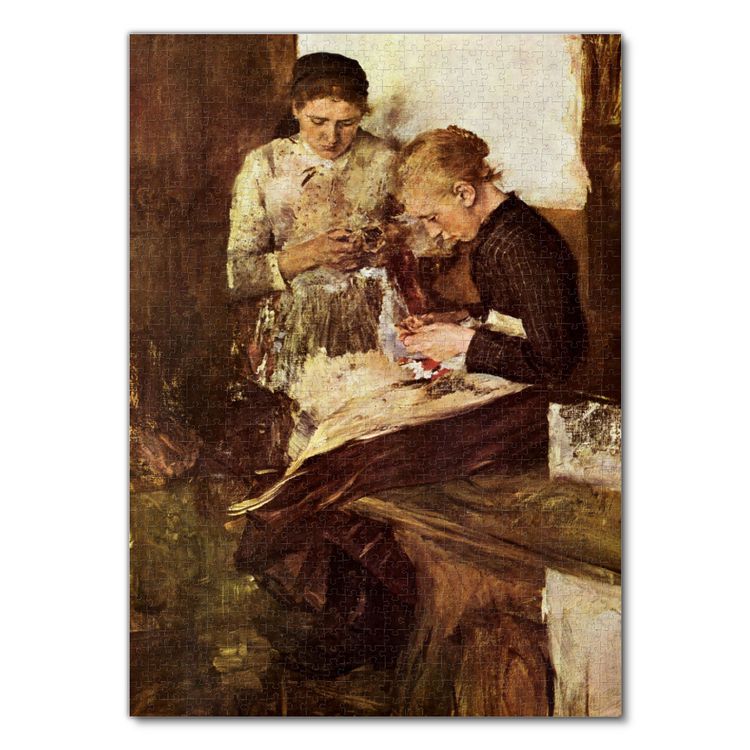 Produktbild: Lais Puzzle Wilhelm Maria Hubertus Leibl - Strickende M&auml;dchen auf der Ofenbank 1000 Teile
