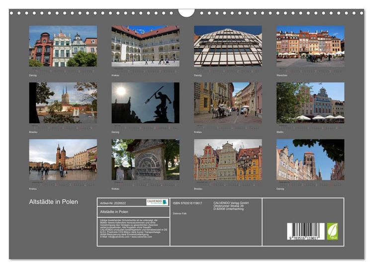 Produktbild: Altst&auml;dte in Polen (Wandkalender 2026 DIN A3 quer), CALVENDO Monatskalender