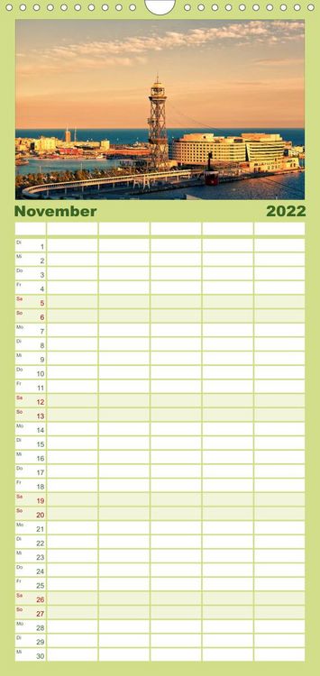 Produktbild: Familienplaner Barcelona - Stadtansichten (Wandkalender 2022 , 21 cm x 45 cm, hoch)