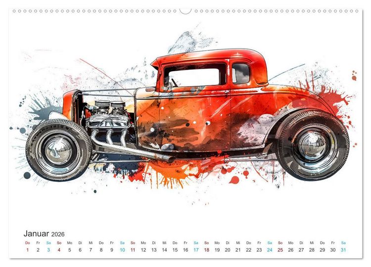 Produktbild: Hot Road - Oldtimer durch eine KI im neuen Gewand (hochwertiger Premium Wandkalender 2026 DIN A2 quer), Kunstdruck in Hochglanz