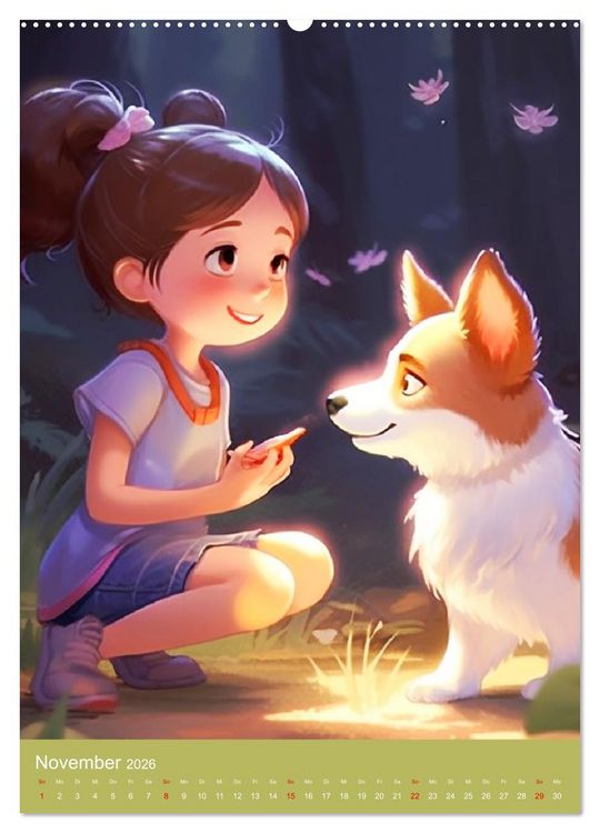 Produktbild: Ein Jahr voller Liebe. Manga-M&auml;dchen und ihre treuen Gef&auml;hrten (Wandkalender 2026 DIN A2 hoch), CALVENDO Monatskalender