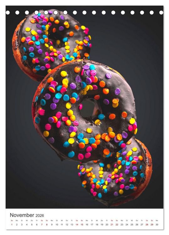Produktbild: Donuts - Die runden Gaumenfreuden. (Tischkalender 2026 DIN A5 hoch), CALVENDO Monatskalender