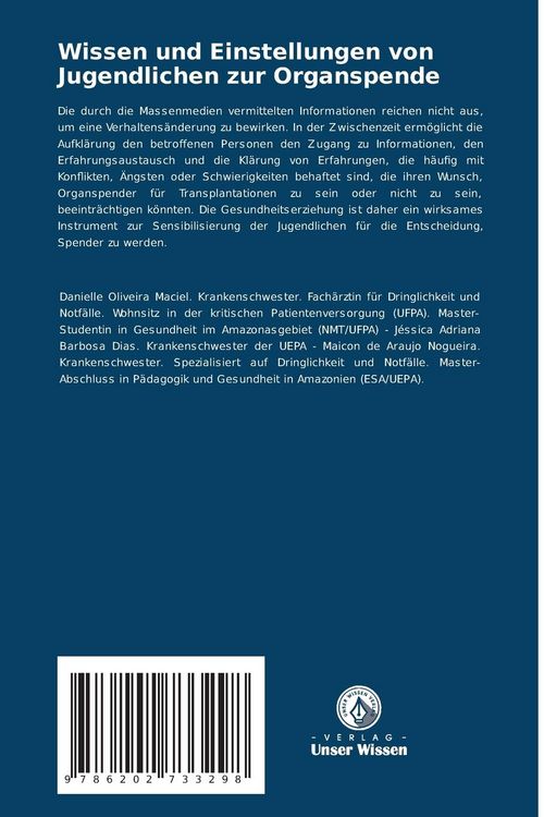 Produktbild: Wissen und Einstellungen von Jugendlichen zur Organspende
