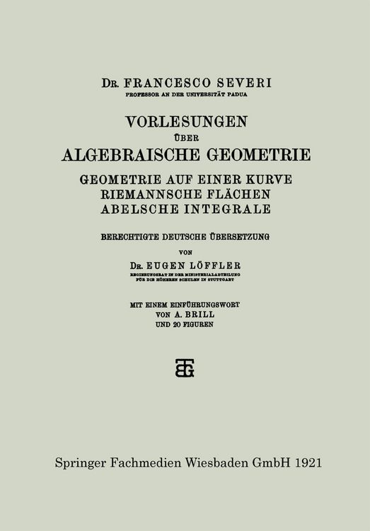 Produktbild: Vorlesungen &uuml;ber Algebraische Geometrie