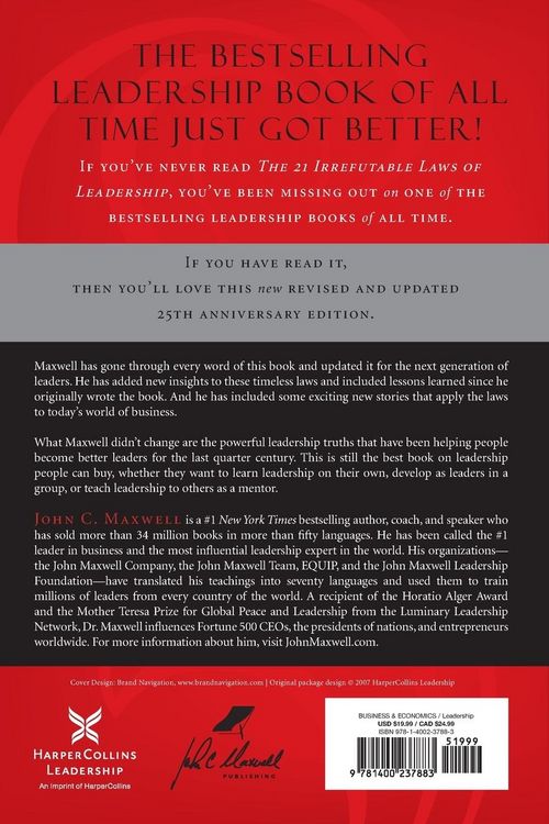 Produktbild: The 21 Irrefutable Laws of Leadership - International Edition