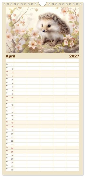 Produktbild: Familienplaner 2027 - Tierisch s&uuml;&szlig;! mit 5 Spalten (Wandkalender, 21 x 45 cm) CALVENDO