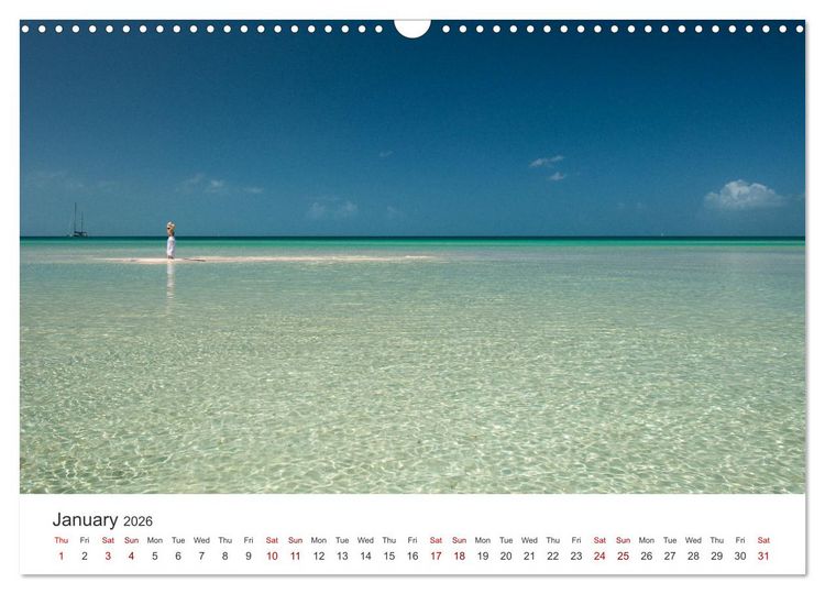 Produktbild: Caribbean beaches and the shades of blue (Wall Calendar 2026 DIN A3 landscape), CALVENDO 12 Month Wall Calendar