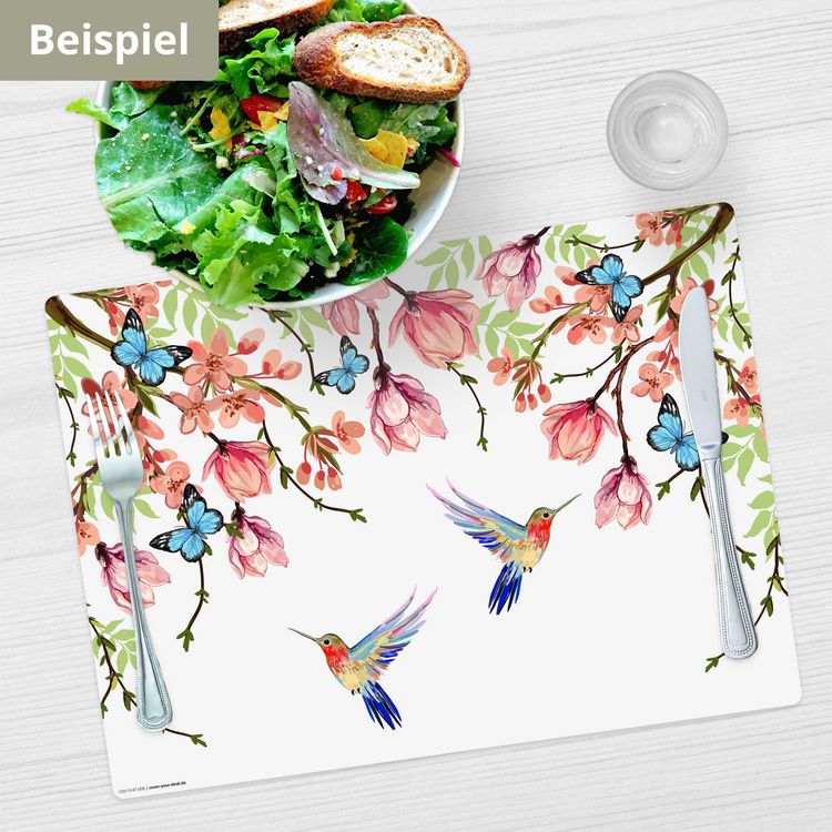 Produktbild: Tischsetmacher Tischsets Kolibris und Schmetterlinge, aus hochwertigem Vinyl (4 St&uuml;ck), 44 x 32 cm