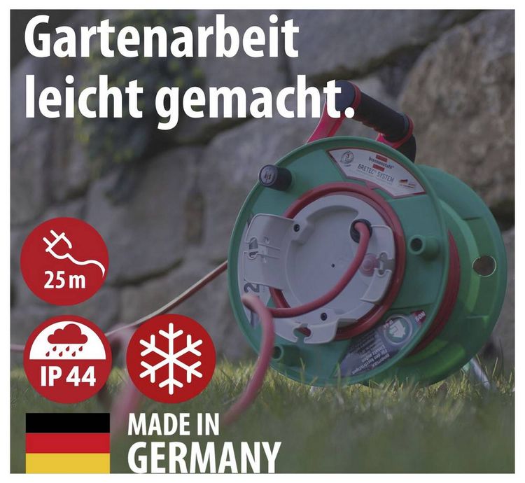 Produktbild: Brennenstuhl 1148370 Kabeltrommel 25.00m Rot Schutzkontakt-Stecker