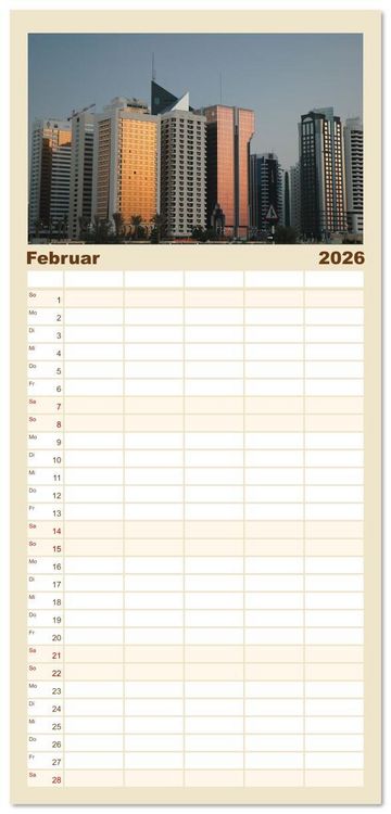 Produktbild: Familienplaner 2026 - Abu Dhabi, eine Stadt der Zukunft. mit 5 Spalten (Wandkalender, 21 x 45 cm) CALVENDO