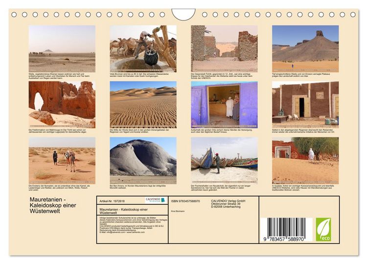 Produktbild: Mauretanien - Kaleidoskop einer W&uuml;stenwelt (Wandkalender 2026 DIN A4 quer), CALVENDO Monatskalender