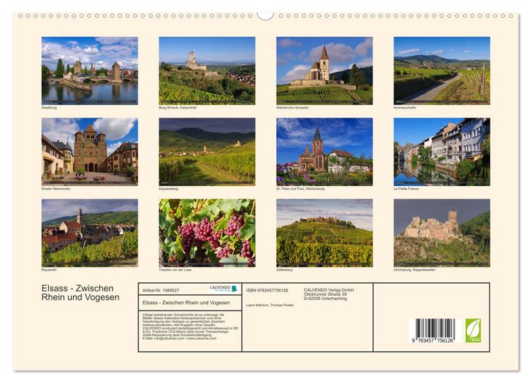 Produktbild: Elsass - Zwischen Rhein und Vogesen (hochwertiger Premium Wandkalender 2026 DIN A2 quer), Kunstdruck in Hochglanz