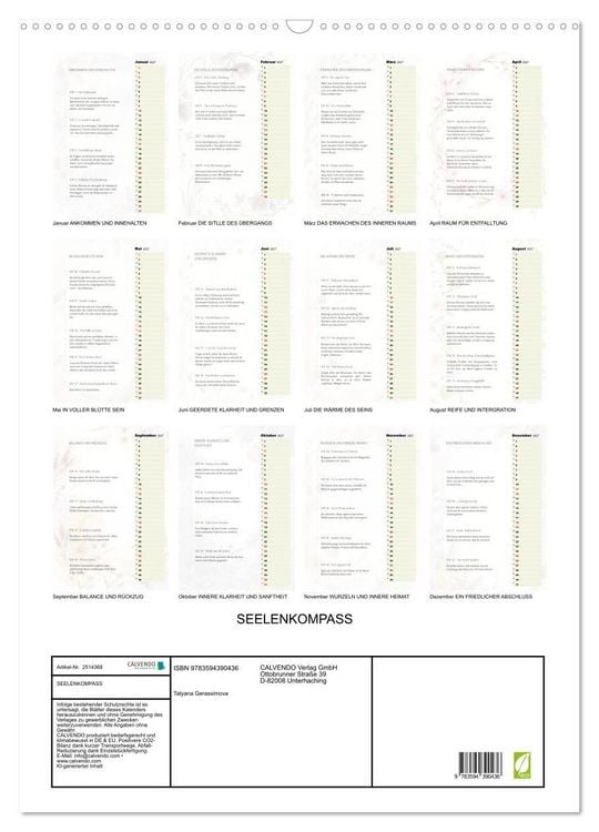 Produktbild: SEELENKOMPASS (Wandkalender 2027 DIN A2 hoch), CALVENDO Monatskalender
