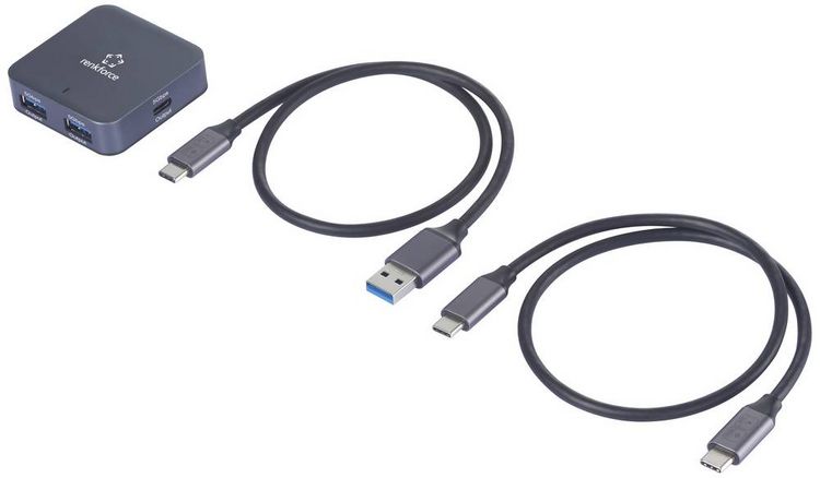 Produktbild: Renkforce RF-USBH-480 2 Port USB-Hub USB-A mit Aluminiumgeh&auml;use, mit USB-C&reg; Stecker Grau