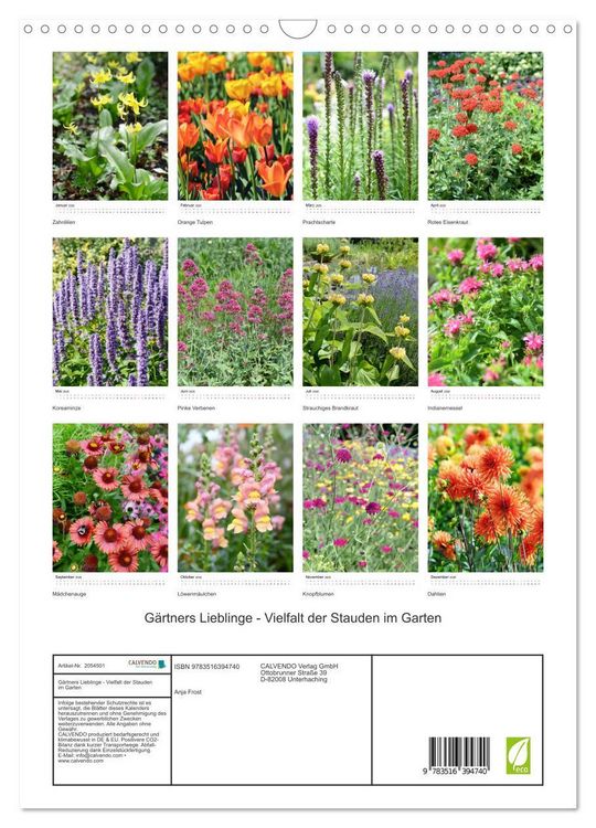 Produktbild: G&auml;rtners Lieblinge - Vielfalt der Stauden im Garten (Wandkalender 2026 DIN A3 hoch), CALVENDO Monatskalender