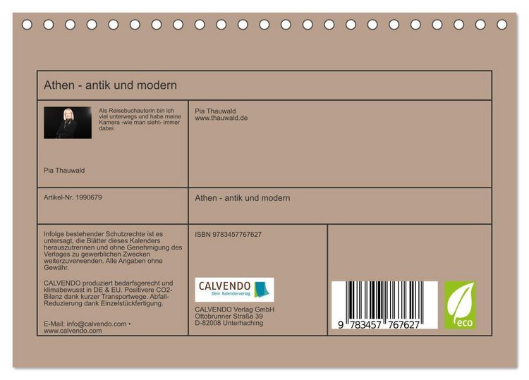 Produktbild: Athen - antik und modern (Tischkalender 2026 DIN A5 quer), CALVENDO Monatskalender