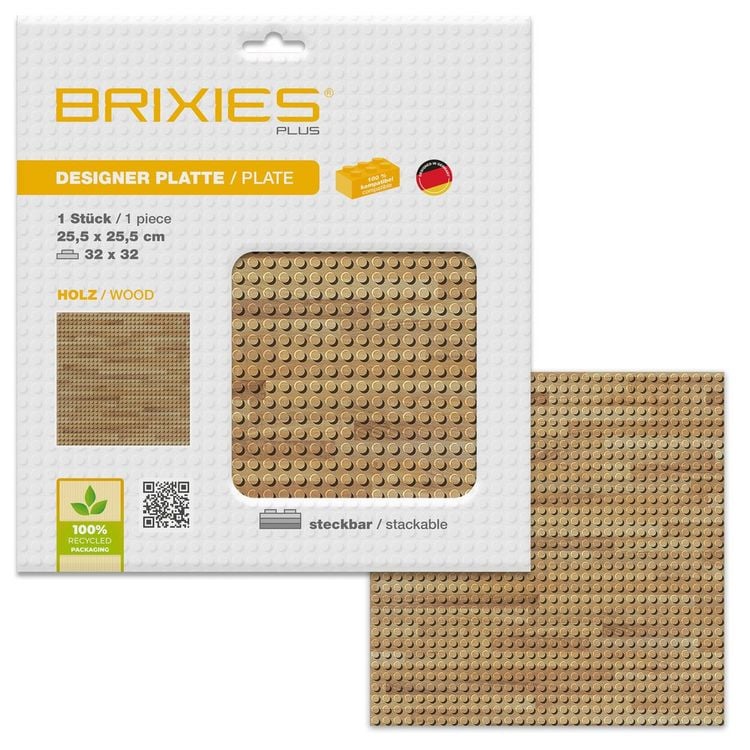 Produktbild: BRIXIES 225002 - Platte 32 x 32 Holz , Fotorealistische Bauplatte, 1 St&uuml;ck