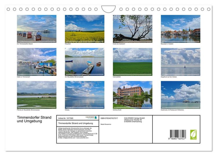 Produktbild: Timmendorfer Strand und Umgebung (Wandkalender 2026 DIN A4 quer), CALVENDO Monatskalender