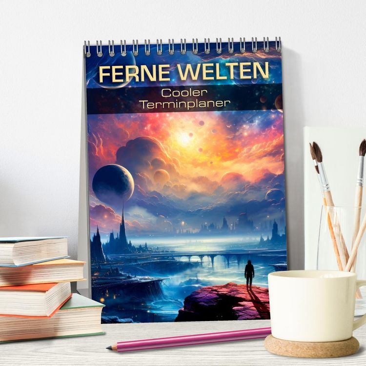 Produktbild: FERNE WELTEN Cooler Terminplaner (Tischkalender 2026 DIN A5 hoch), CALVENDO Monatskalender