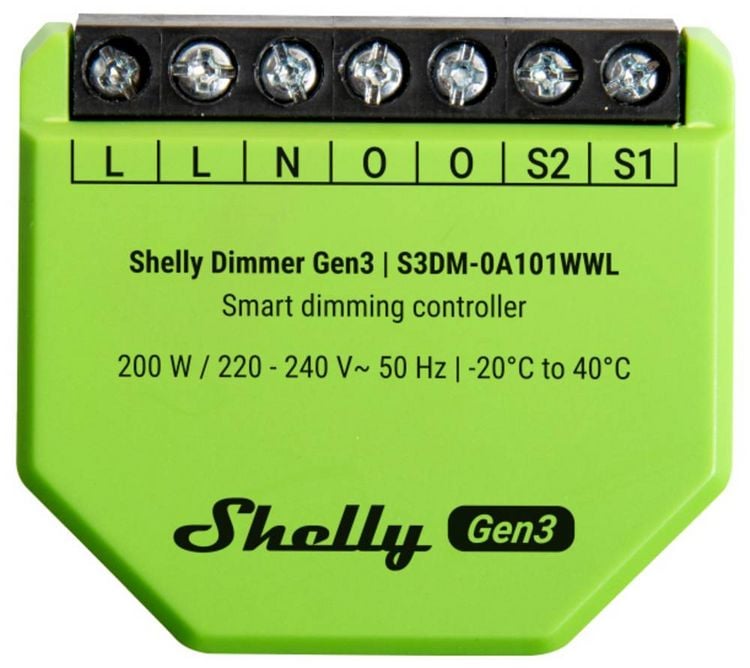 Produktbild: Shelly Dimmer Gen3 Dimmaktor Wi-Fi, Bluetooth