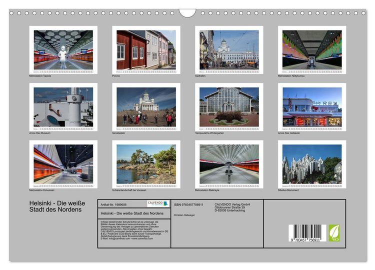 Produktbild: Helsinki - Die wei&szlig;e Stadt des Nordens (Wandkalender 2026 DIN A3 quer), CALVENDO Monatskalender