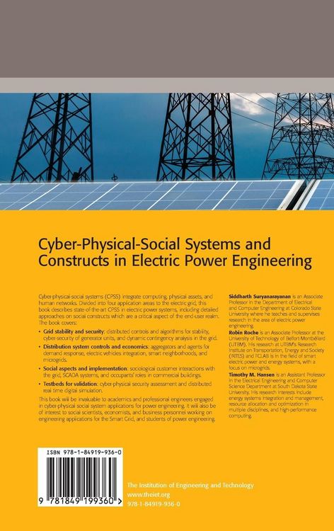Produktbild: Cyber-Physical-Social Systems and Constructs in Electric Power Engineering