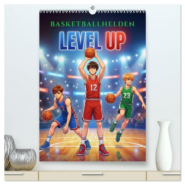 Produktbild: Level Up &ndash; Basketballhelden (hochwertiger Premium Wandkalender 2027 DIN A2 hoch), Kunstdruck in Hochglanz