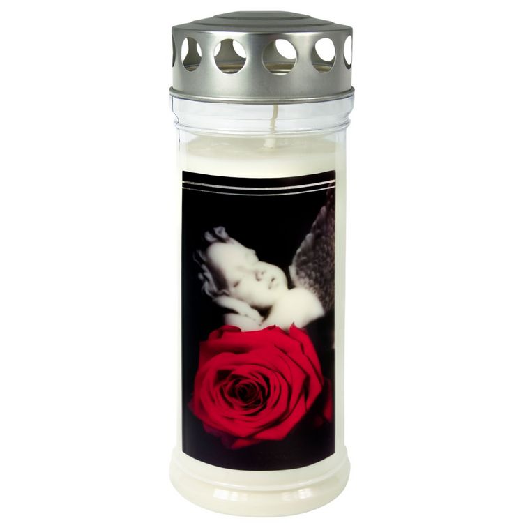 Produktbild: Gedenkkerze Rose/Engel 75x210mm