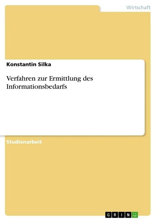 Produktbild: Verfahren zur Ermittlung des Informationsbedarfs
