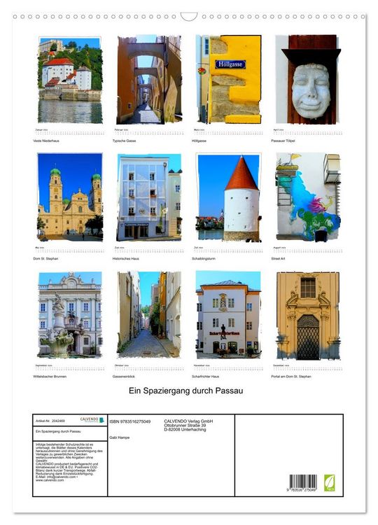 Produktbild: Ein Spaziergang durch Passau (Wandkalender 2026 DIN A2 hoch), CALVENDO Monatskalender