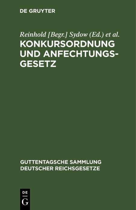 Produktbild: Konkursordnung und Anfechtungsgesetz